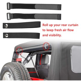 BESTAOO 4Pcs Top Tie Down Straps Adjustable Soft Top Straps, Durable Rear Window Straps for Jeep Wrangler JK JL 2007-2025