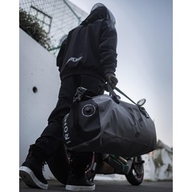 BORLENI Waterproof Motorcycle Dry Bag -Motorcycle Dry Duffel Bag Luggage Tail Bag Saddle Bags with Large Storage Space, Outer Mesh Zipper Pocket for Motorcycling Skiing Travel (Gray,30L)