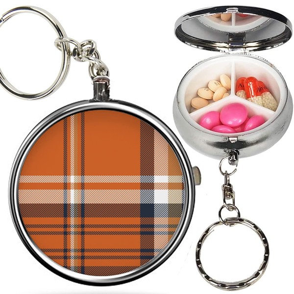Pack of 2 - Portable Pill Organizer (Orange Check Plaid)