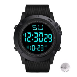 Katslyn Mens Digital Watches,Waterproof Sports Watch with LED Back Light/Alarm/Stopwatch/Calender,Big Face Referee Watch for Men Woman Kids Student Swimming Running Outdoors(Black)