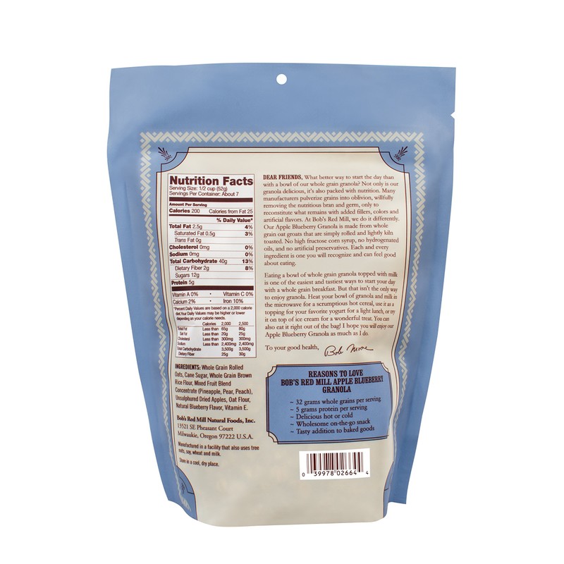 Bob's Red Mill Apple Blueberry No Fat Granola - 12