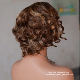 13x4 Blonde Short Curly Lace Front Wigs Human Hair 180% Density Pixie Wigs for Black Women Glueless