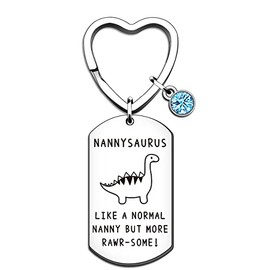 QMVMV Funny Nannysaurus Gifts Nanny Keyring from Granddaughter Grandson Birthday Christmas Thanksgiving Mother's Day Gifts for Nanny