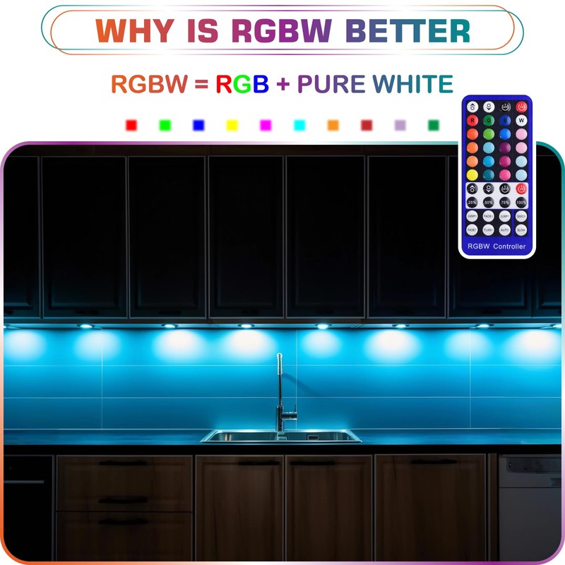 Lvyinyin RGBWW Curio Cabinet Display Light Kit, Under Above LED