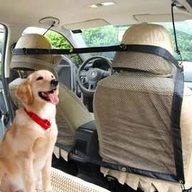 NCOALE Dog Car Barrier, Dog Guard for Car Boot Universal Guards for Cars Pet Divider Safety Net with Adjusting Rope and Hook for SUV Pickup and Small Car (115 * 62cm)