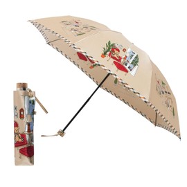 Moonbat (Dax) Rain Umbrella, Folding Umbrella, Women's, Brand, Durable, Commuting to Work and School Bear, Satin Print 21-125-11275-02 Beige