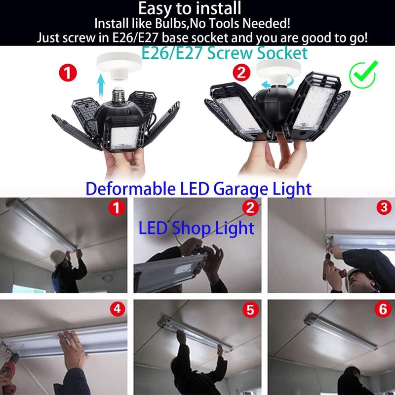 suyncyi 2 Pack LED Garage Light, 150W Ultra Bright Shop