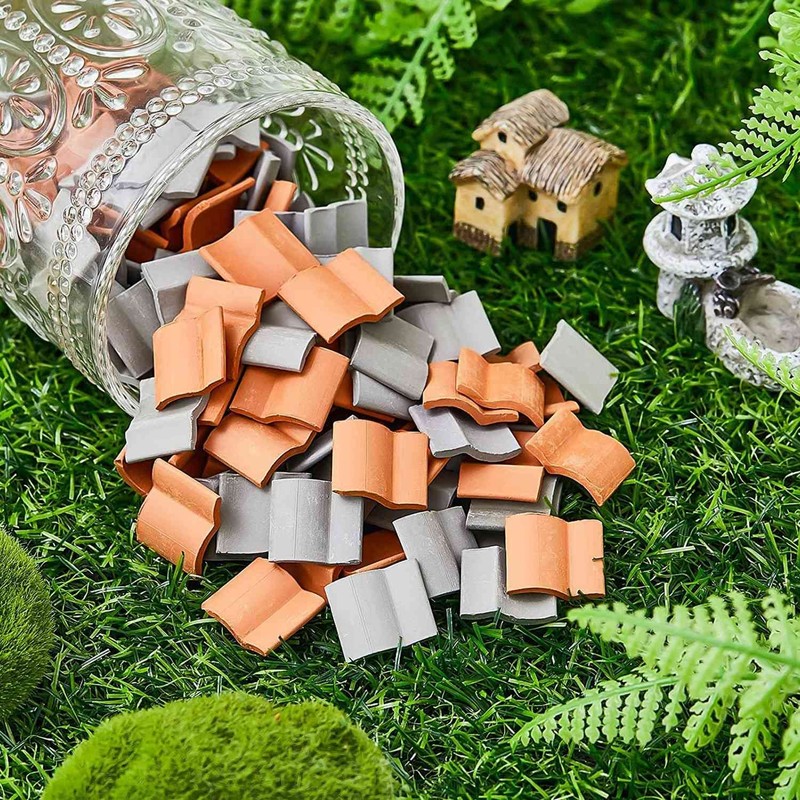 jingfei 200Pcs Roof Tiles Set Miniature Tiles Mini Shingles Tile