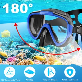 Zipoute Snorkel Snorkeling Gear for Adults, Dry Top Snorkel Set with Panoramic Anti-Leak and Anti-Fog Tempered Glass Lens,Adjustable Snorkeling Set for Scuba Diving Swimming Couple Snorkel Kit 2 Pack