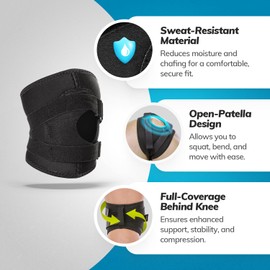 BraceAbility Patella Tracking Knee Brace - Short Running, Exercise, Basketball Support Sleeve Stabilizer for Post Kneecap Dislocation, Tendonitis, Patellofemoral Pain and Meniscus Injuries (Large)