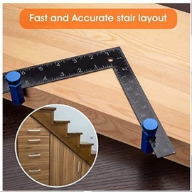 Stair Gauge Knob, Aluminium Alloy Gauge Stair Stringer Layout Tool for Speed Circular Saw Rip Guid Framing Jig (Blue)