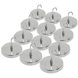 Master Magnetics MHHH20X12 Ferrite Magnet/Low Carbon Steel Magnetic Hook with Handy Hook Chrome Plate, Silver, 2.04" Diameter, 1.275" Total Height, 20 lb. (Pack of 12)