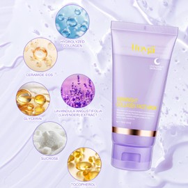 Collagen Night Wrapping Mask with Brush - Hydrolyzed Collagen Overnight Wrapping Peel Off Facial Mask Pack - Tightens & Hydration Collagen Face Mask Skin Care, Reduces Sagging & Dullness(2.54 fl.oz)