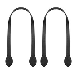 2PCS 59cm/23" Long Leather Handles for Bags, Hand Strap Replacement, Sew-on Hole PU Leather Ear Shape End, Hardware for DIY Short Totebag Handbag Purse Crocheted Wallet Repairing Making Supplies Black