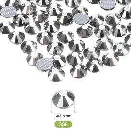 sourcing map 2880 Pcs Hotfix Rhinestones Flatback Crystal Glass Gems Art Rhinestones for Crafts Clothes DIY Decoration(SS8 2.5mm,Grey)