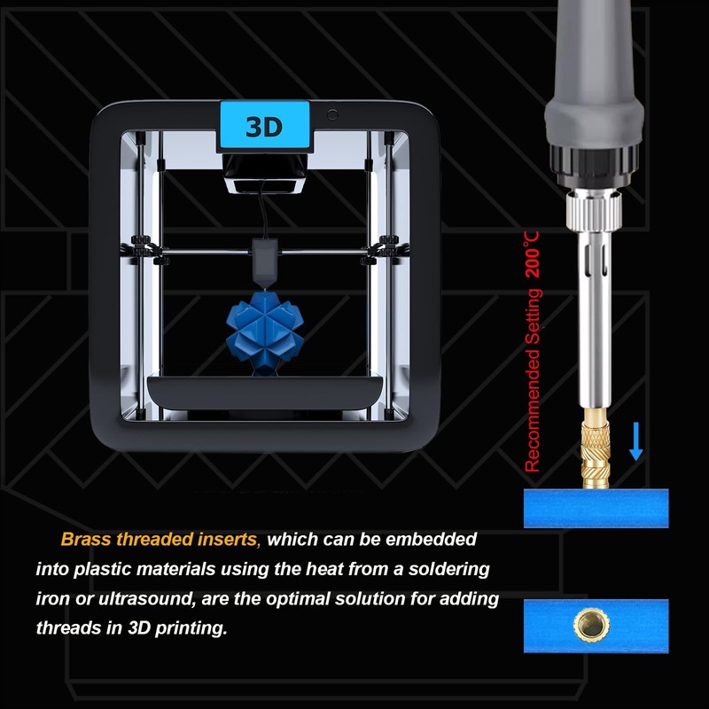 Kadrick - 200 piezas de inserciones roscadas M2 para componentes