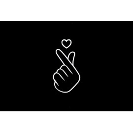 Unbranded BTS style heart hand WHITE vinyl decal for car windows weatherproof 2.5 x 5 inch