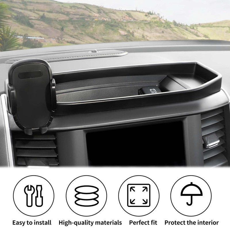 JWWY Phone Holder Mount with Storage Tray Central Dashboard Phone
