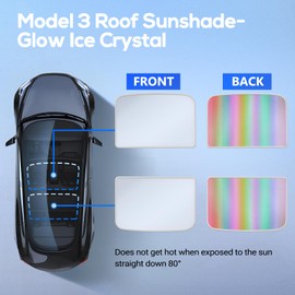 Alopee 1 Set (2pcs) Model 3 Sunshade Roof Colorful Ice Crystal Glass Roof Sunshade Anti-Wrinkle Non-Sagging Split Sunscreen UV Protection Heat Insulation Shade, Beige