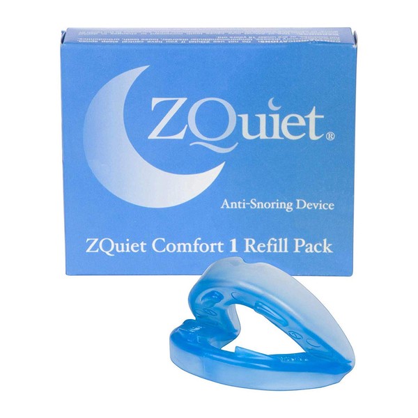 ZQuiet Anti-Snoring Mouthpiece Solution - Comfort Size #1 (Single Device) - Made in USA Snoring Solution for a Better Night’s Sleep (Blue)