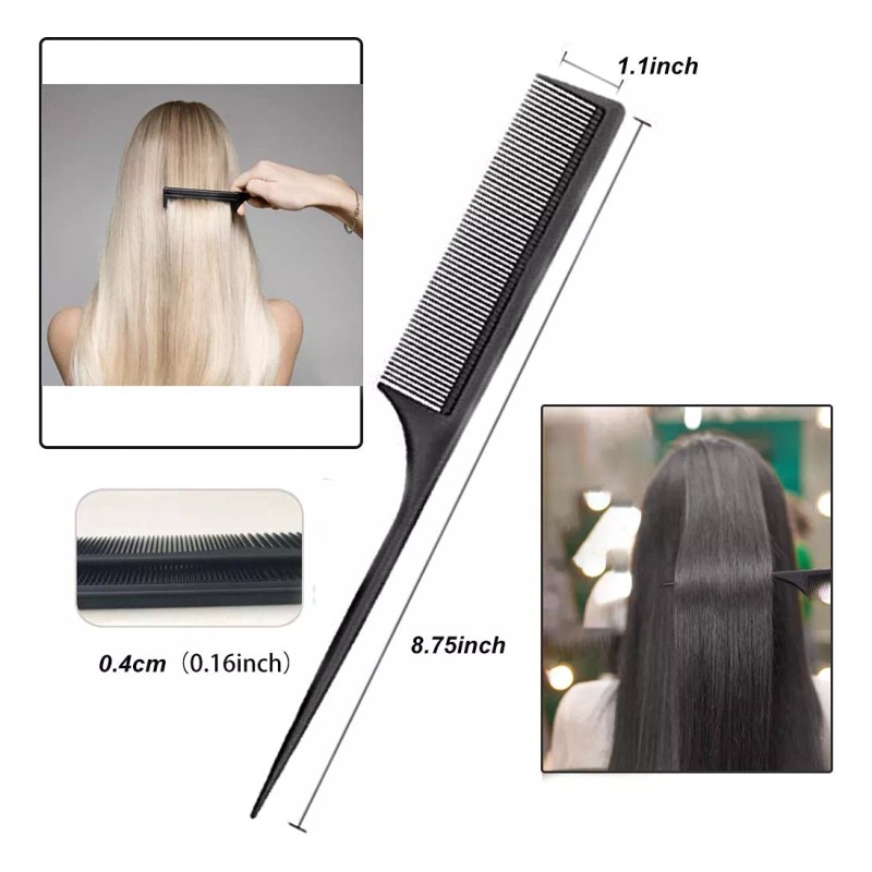 AFT90 Peine Profesional, Dientes Finos Y Anchos, Carbono, Pack X