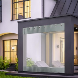 HIYOUGO Outdoor Clear Panel Curtain, Clear Tarp Panel, Vinyl Patio Enclosure, Heavy Duty Waterproof Transparent with Grommets for Patio, Pergola, Porch, Gazebos(11 × 8ft, Grey)