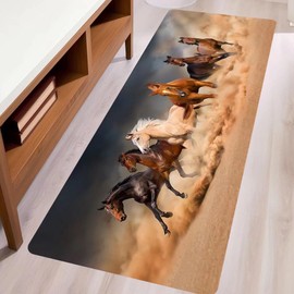 Western Rug for Hallways 2x6 Hallway Rugs Brown Throw Rug,Horse Running in Desert Storm,Western Area Rug Kitchen Runner Rugs Washable Rug Non-Slip Floor Carpet Runners for Bedroom,Laundry,Entrance