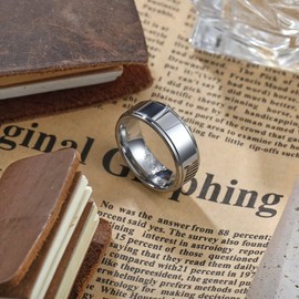 King Will 8mm Silver Mens Tungsten Carbide Wedding Rings High Polish Finish Surface Step Edge Polished Inner Wedding Band for Men Women 7