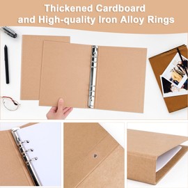 Ring Binder A5 Refillable Kraft Paper, Set of 2 with Punch, Ring Binder A5 with 6 Rings to Add, Brochure Cover, Papers, Loose Sheets for School & Office