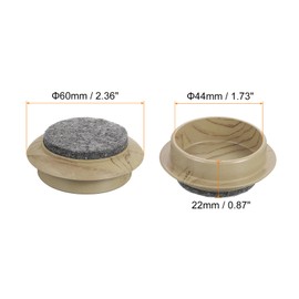 uxcell Non-Slip Furniture Pads, 8Pcs 44mm - Felt Furniture Foot Cups, Round Furniture Leg Protectors Cups Sliders for Hardwood Floors (Dark Wood Grain)