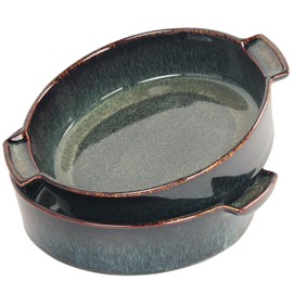 LIUYWYHCF Porcelain Casserole Baking Dish -13.5 Ounces Baking Dish for Oven, Ceramic Lasagna Pans, Oven Safe Durable Bakeware for Kitchen Home Decor, Banquet and Dinner, Round 2 pieces 5.9 x 5.9 Inch