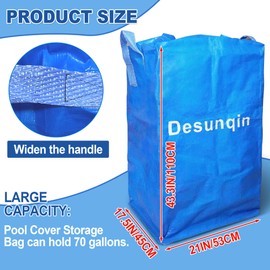 Large Pool Cover Storage Bag with 2 Carry Handles, 43.3 X 21 Inch Above Ground Pool Winter Storage Bag Container Heavy Duty Waterproof Swimming Pool Storage Bag for Winter Cover Organizing