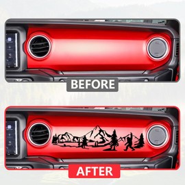 Car Dashboard Decal Glove Box Sticker Mountain Scene Vinyl Passenger Seat Sticker Gloss Black Car Body Decal Compatible with 2018-2023 Wrangler JL JLU Gladiator JT (Mountain)