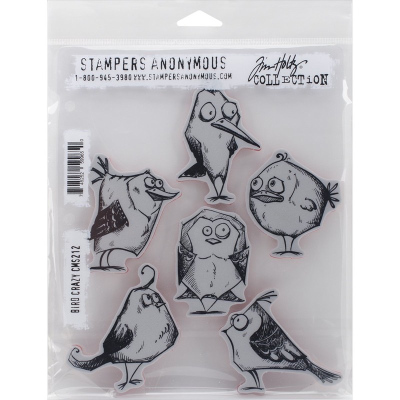Stampers Anonymous CMS-212 Crazy Bird Mounted Stamp, Red, Gray, 7