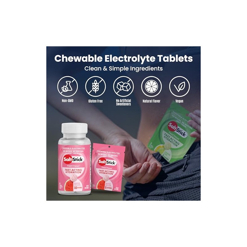 SALTSTICK FastChews electrolitos masticables sabor sandía hidratación rápida para deporte