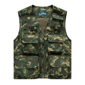 Men's & Youth Outdoor Fishing Vest,Khaki Camo Work Safari Travel Photography Vests,Family Matching Hiking Waistcoat,S(12-13Y)