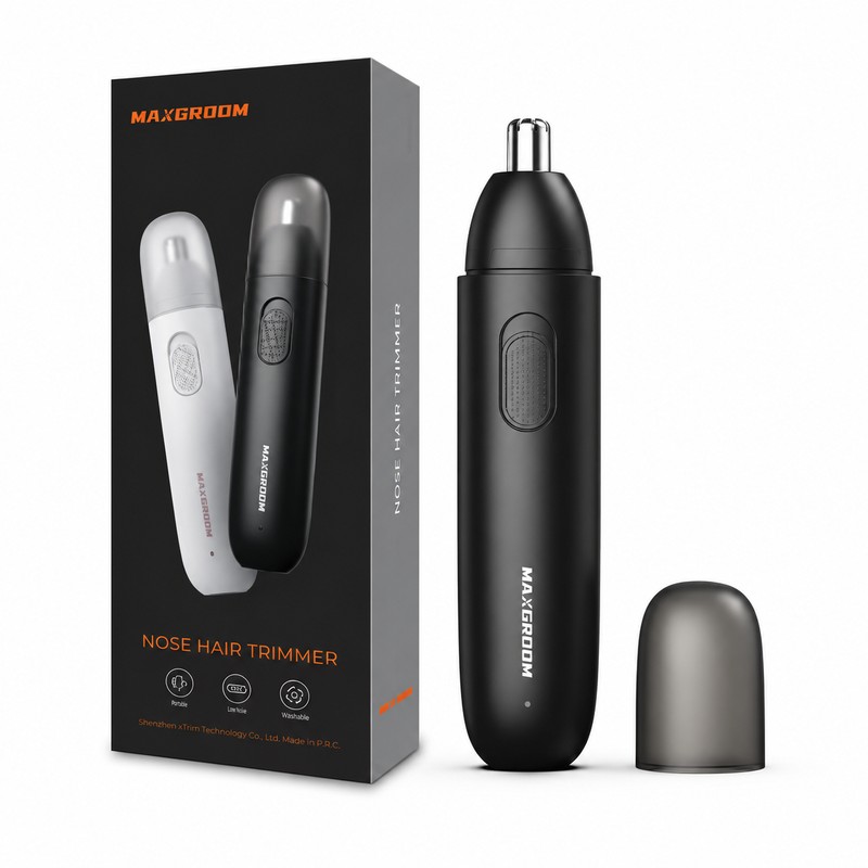 Rechargeable Nose Hair Trimmer for Men – 360° Dual-Blade Electric