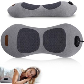 Zhaotingrui 3 in 1 Back Massager, Electric Lumbar Support Pillow Heat Vibration Massage Lower Back Spine Decompression Device, Light Gray