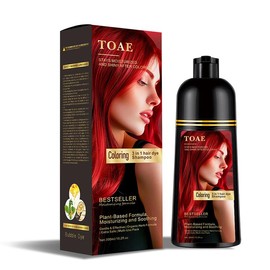 300ml Toae 3-in-1 Hair Color Shampoo - Herbal Grey Fix | Instant Unisex Dye | 3-in-1 15-Minute Coloring - Up to 12 Weeks Duration | Safe, Simple & Ammonia-Free for Home Use:_Wine-red  (300ml)