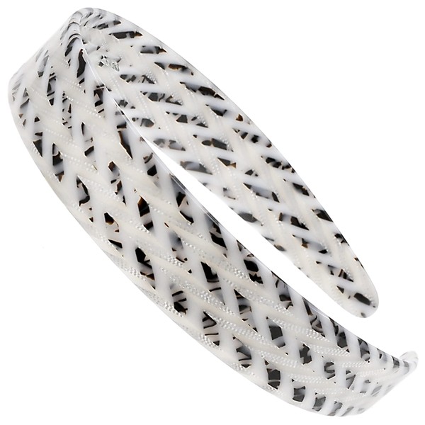 Camila Paris CP3465 French Headband for Women, Handmade White and Gray, Strong Hold Grip Women's Hair Band, Ligth and Very Flexible, No Slip and Durable Styling Girls Hair Accessories, Made in France