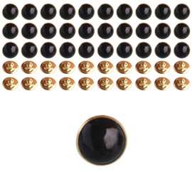 50pcs Black Pearl Buttons 10mm, Pearl Dome Cap Copper Base Buttons for Clothes Sewing DIY Craft Projects