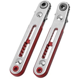 Mtxorvix 2Pcs Mini Ratchet Wrench Set, 1/4 Inch Drive Ratcheting Screwdriver Wrenches Elbow Head & Flat Head High Torque Offset Reversible Drive Handle for 1/4" Hex Shank Drill/Screwdriver Bits