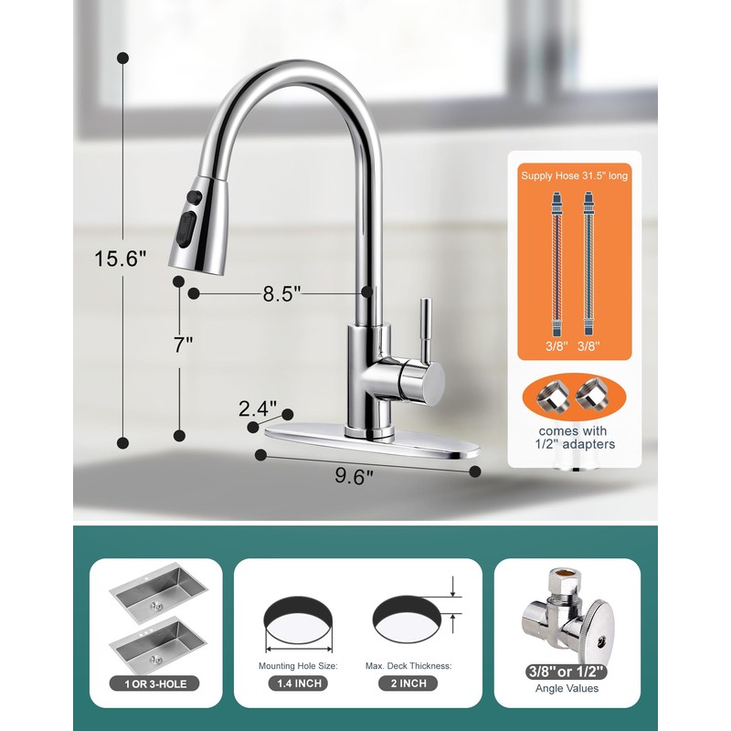 Touchless Kitchen Faucet Stainless Steel: WOWOW Smart Motion Sensor Kitchen