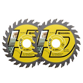 HIGHDRIL TCT Wood Cutting Blade - 2Pcs 3-3/8inch/85mm Carbide Cutting Disc with Arbor 15/10MM for Gypsum Board, Fiberglass, Rubber Pipe, Plastic, Cement Residue