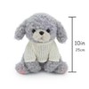 JamieCare 10'' Plush Dog Stuffed Animal with Knitted Sweater, Gray