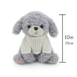 JamieCare 10'' Plush Dog Stuffed Animal with Knitted Sweater, Gray