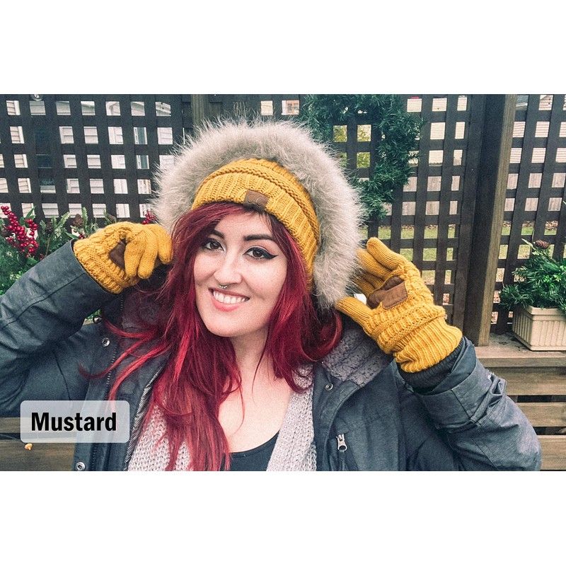 Knitted Lined Gloves - Dark Purple