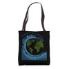 Earth Waves Surrounding Planet Globe Design Tote Bag
