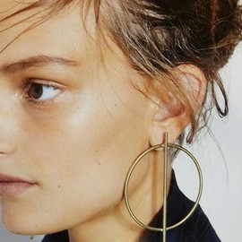 Iaceble Boho Circle Hoop Earring Long Bar Drop Earrings Gold Circle Stud Earring Hollow Circle Dangle Earrings Jewelry for Women