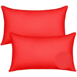 CASAJOY Pack of 2 Outdoor Waterproof Throw Pillow Covers, Decorative Outdoor Pillows Cushion Case for Patio Couch Bench 12x20 Inch Red